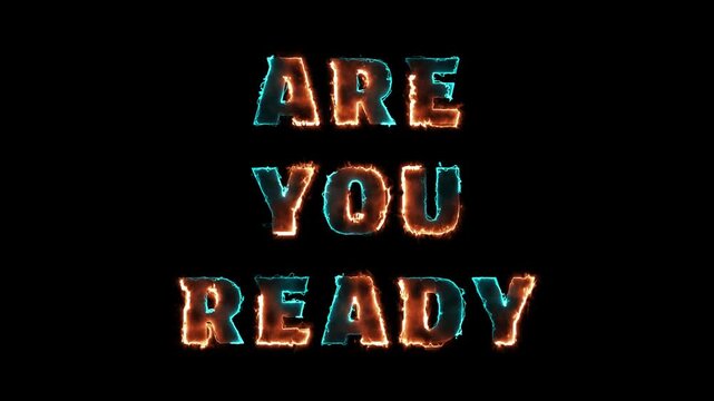 Are You Ready, Neon Sign Light glowing animation on black background. Neon Are You Ready Text Reveal Motion 4k stock video.