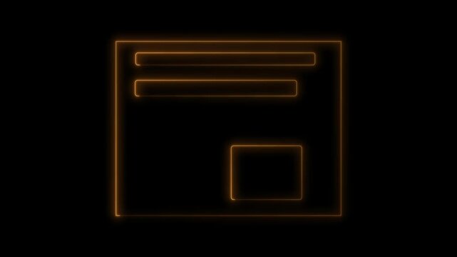 Golden neon digital web interface icon animation on black background.