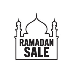 Ramadan Sale Announcement with Mosque Silhouette Outline