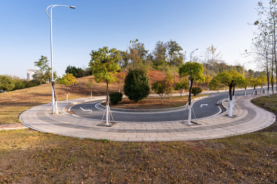 Empty urban road and buildings in the city