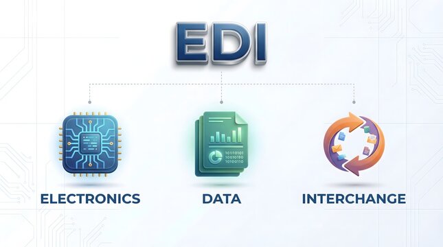 EDI concept, electronics, data interchange icons