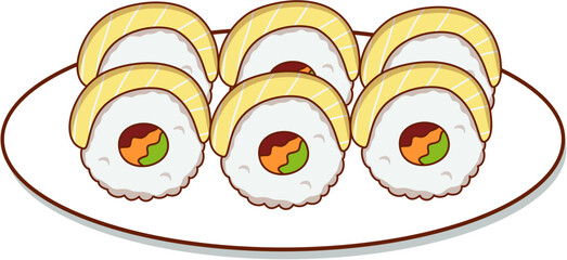 Tamago egg sushi roll vector ilustration © kuncirangin