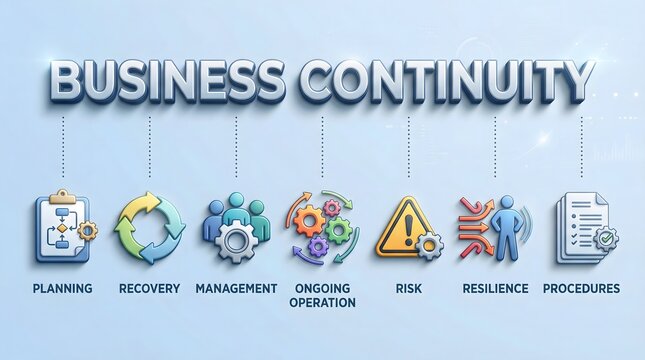 Business continuity concept with planning icons