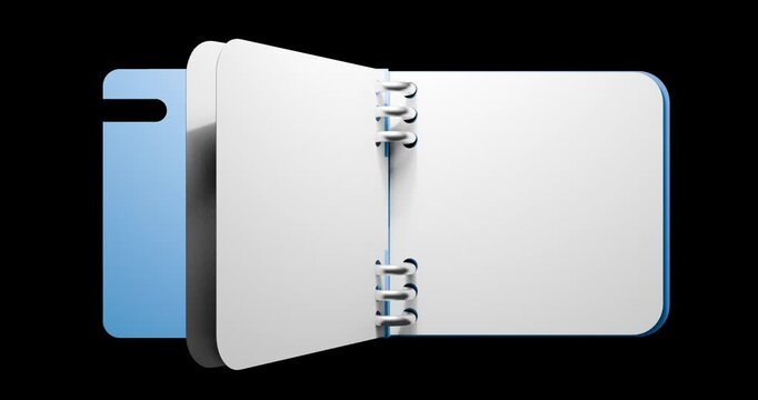 3d note book animation on transparent background