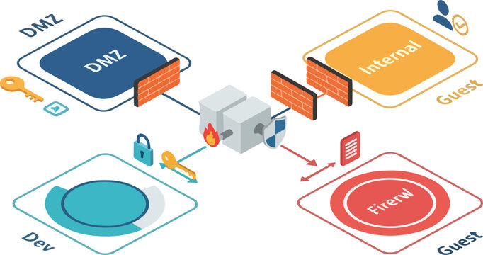 Network Security Architecture Illustrating DMZ, Firewall, and Internal Zones for Data Protection