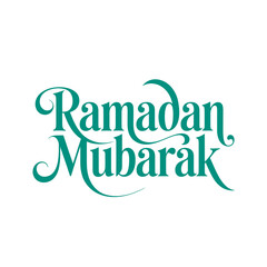 Green Ramadan Mubarak Elegant Calligraphy with Swirls