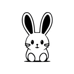 Obraz premium Cute White Bunny Rabbit Cartoon Vector Illustration isolated PNG with Transparent Background