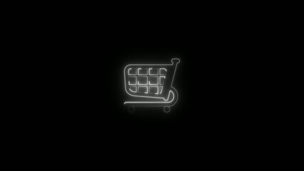 Glowing Generate title without using the word "Title:" before it. white shopping cart with two wheels and a grid basket on a black background shoppingcart trolley