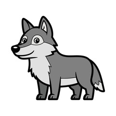 Fototapeta premium Cartoon gray wolf character standing