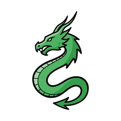 Obraz premium Fierce Green Dragon Mascot Illustration Vector Graphic