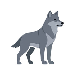 Fototapeta premium Grey wolf flat design vector icon wildlife animal illustration