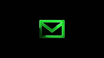Fototapeta premium Glowing green email envelope with dark green interior and illuminated edges on Generate title without using the word 
