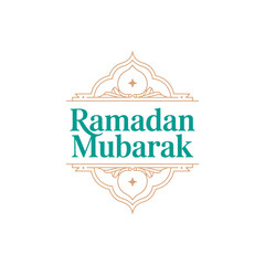 Ramadan Mubarak Arabic Text in Ornate Geometric Frame
