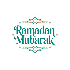 Ramadan Mubarak Islamic Text with Star and Crescent Moon Accents