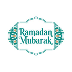 Ramadan Mubarak Islamic Calligraphy with Green Floral Pattern