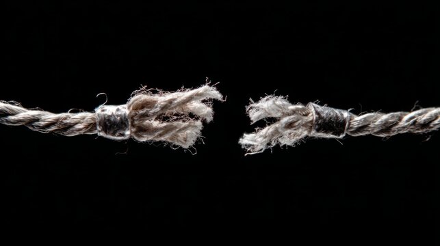 Two Broken Ropes on Black Background