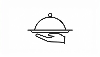 Obraz premium Minimalist Hanging Scale Balance Line Art Icon for Justice and Decision Making