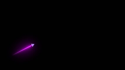 Glowing purple arrow with Generate title without using the word "Title:" before it. transparent background and light trail effect pointing diagonally upward