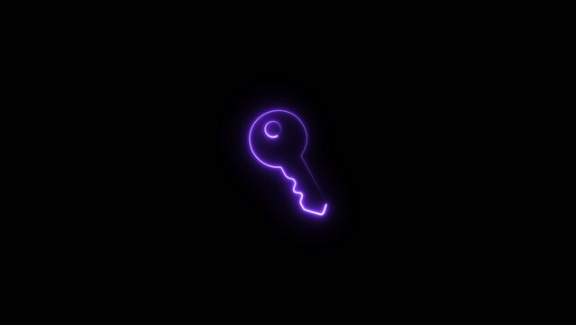 Glowing purple neon key outline on a Generate title without using the word "Title:" before it. black background