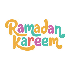Ramadan Kareem fun bright lettering with purple and green