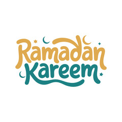 Ramadan Kareem calligraphy with moon and star accents