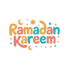 Ramadan Kareem colorful stars and moons decorative lettering