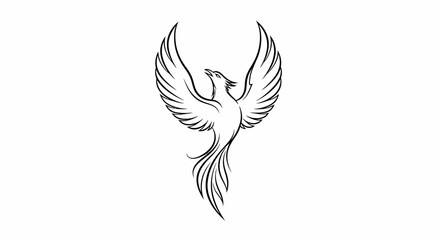 Obraz premium Elegant Black and White Phoenix Tattoo Design Illustrating Rebirth and Renewal Symbolism