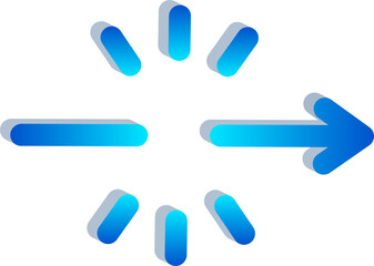 3D Momentum Break Arrow Icon for Workflow Interruption and Process Change Isolated on Transparent Background