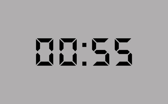 1 Minute countdown animation on black background. 1 minute timer on stopwatch on black background.