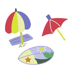 Obraz premium Colorful Summer Beach Vacation Essentials