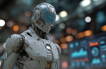 Fototapeta premium Profile of Humanoid Android Robot Head