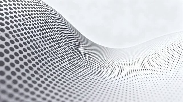 A wavy grid surface forms a monochrome abstract landscape.