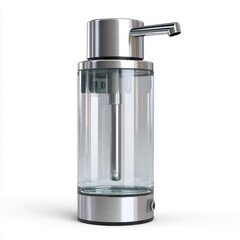 Obraz premium Sleek modern soap dispenser isolated on a white background