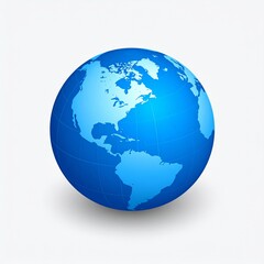 3D Render Earth Globe Isolated on White Background with Blue Oceans and Continents
