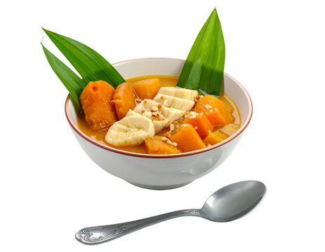 Kolak Pisang Ubi, a Popular Indonesian Dessert for Ramadan Iftar, isolated on transparent png
