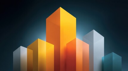 Abstract geometric shapes with vibrant colors representing growth and progress, ideal for business, finance, and technology themes in visual projects