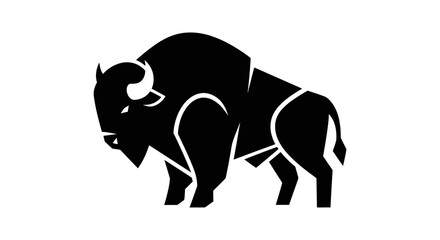 Fototapeta premium Bold silhouette of a bison on white background vector illustration