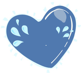 Cute Blue Heart Cartoon Illustration