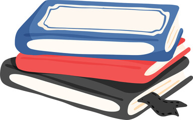 Cute Stack of Books Flat Illustration