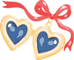 Cute Heart Locket with Ribbon Illustration