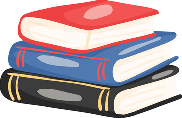 Cute Stack of Books Flat Illustration