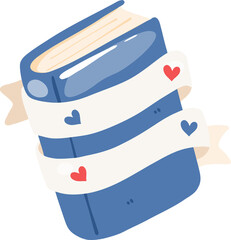 Cute Book with Ribbon and Hearts Illustration