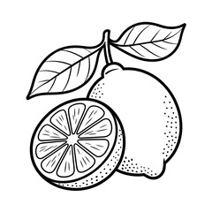 vector illustration of lemon coloring page line art © Samsul