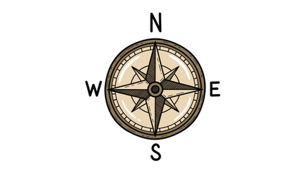 Obraz premium Rugged Hand-Drawn Compass Rose Professional Vector Icon with Earthy Palette. transparent.