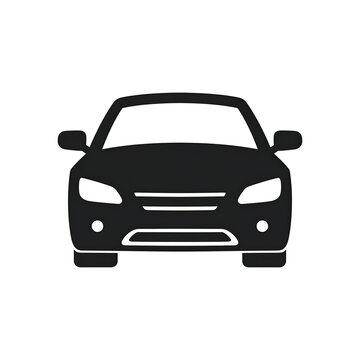 Front view of a generic sedan, rendered in solid black, minimalist style, representing automotive design