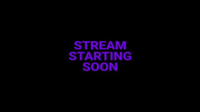 stream starting soon reveal text animation on black background
