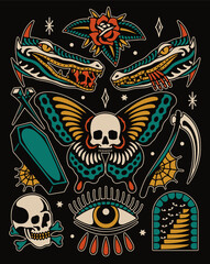 Fototapeta premium traditional tattoo set