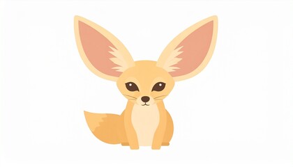 Cute Cartoon Fox Illustration Sitting Isolated on White Background Vector Art