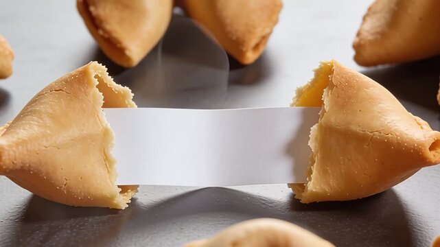 Cracked Fortune Cookie with Blank Paper for Your Message.
