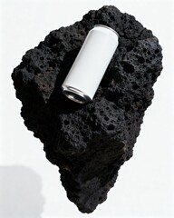 Professional mockup combining cans and coral rocks.